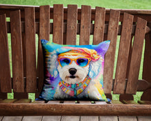 Load image into Gallery viewer, Bichon Frise Hippie Dawg Throw Pillow - 14x14 Decorative Pillow – Art for Your Home &amp; Patio