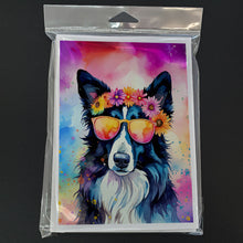 Load image into Gallery viewer, Border Collie Hippie Dawg Greeting Cards - Blank Note Cards – 8-Pack of Artist-Designed Cards with Envelopes