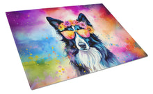 Load image into Gallery viewer, Border Collie Hippie Dawg Glass Cutting Boards – Durable, Decorative Kitchen Art Large