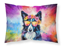 Load image into Gallery viewer, Border Collie Hippie Dawg Standard Pillowcase – Artistic Decorative Front, White Back