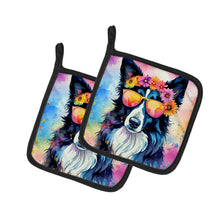 Load image into Gallery viewer, Border Collie Hippie Dawg Pot Holders - Set of 2 Decorative Kitchen Helpers | Made in the USA