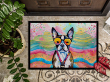 Load image into Gallery viewer, Boston Terrier Hippie Dawg Doormat - 18X27 Indoor / Outdoor Rug | Made in USA