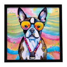 Load image into Gallery viewer, Boston Terrier Hippie Dawg Framed Metal Print