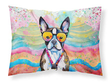 Load image into Gallery viewer, Boston Terrier Hippie Dawg Standard Pillowcase – Artistic Decorative Front, White Back