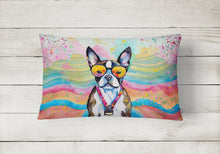Load image into Gallery viewer, Boston Terrier Hippie Dawg Fabric Decorative Pillow