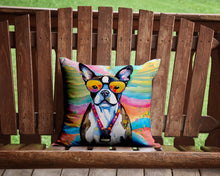 Load image into Gallery viewer, Boston Terrier Hippie Dawg Throw Pillow - 14x14 Decorative Pillow – Art for Your Home &amp; Patio