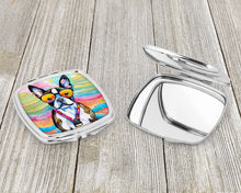 Load image into Gallery viewer, Boston Terrier Hippie Dawg Compact Mirror – Stylish Purse Mirror with Artistic Covers