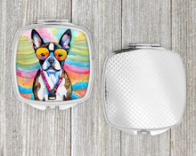 Load image into Gallery viewer, Boston Terrier Hippie Dawg Compact Mirror – Stylish Purse Mirror with Artistic Covers