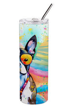 Load image into Gallery viewer, Boston Terrier Hippie Dawg Stainless Steel Skinny Tumbler