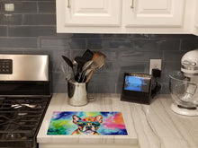 Load image into Gallery viewer, Boston Terrier Hippie Dawg Glass Cutting Boards – Durable, Decorative Kitchen Art Large