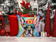Load image into Gallery viewer, Boston Terrier Hippie Dawg Throw Pillow - 14x14 Decorative Pillow – Art for Your Home &amp; Patio