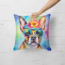 Load image into Gallery viewer, Boston Terrier Hippie Dawg Fabric Decorative Pillow