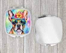 Load image into Gallery viewer, Boston Terrier Hippie Dawg Compact Mirror – Stylish Purse Mirror with Artistic Covers