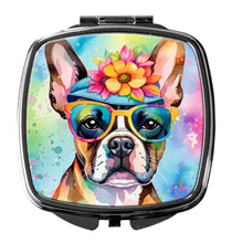 Load image into Gallery viewer, Boston Terrier Hippie Dawg Compact Mirror – Stylish Purse Mirror with Artistic Covers