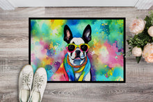 Load image into Gallery viewer, Boston Terrier Hippie Dawg Doormat - 24x36 Decorative Floor Mat – Indoor/Outdoor Rug with Artistic Flair