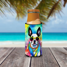 Load image into Gallery viewer, Boston Terrier Hippie Dawg Slim Can Huggers – Fun, Functional Drink Coolers for Every Occasion