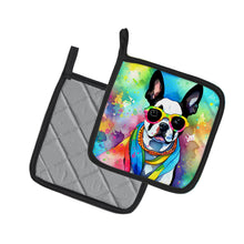 Load image into Gallery viewer, Boston Terrier Hippie Dawg Pot Holders - Set of 2 Decorative Kitchen Helpers | Made in the USA