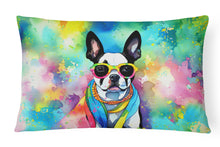 Load image into Gallery viewer, Boston Terrier Hippie Dawg Fabric Decorative Pillow