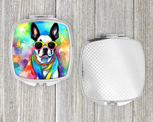 Load image into Gallery viewer, Boston Terrier Hippie Dawg Compact Mirror – Stylish Purse Mirror with Artistic Covers