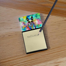 Load image into Gallery viewer, Boston Terrier Hippie Dawg Sticky Note Holder- Refiilable Desk Accessory Note Pad