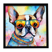 Load image into Gallery viewer, Boston Terrier Hippie Dawg Framed Metal Print