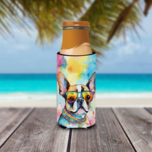 Load image into Gallery viewer, Boston Terrier Hippie Dawg Slim Can Huggers – Fun, Functional Drink Coolers for Every Occasion