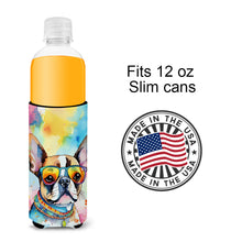 Load image into Gallery viewer, Boston Terrier Hippie Dawg Slim Can Huggers – Fun, Functional Drink Coolers for Every Occasion