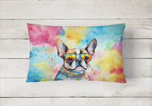 Load image into Gallery viewer, Boston Terrier Hippie Dawg Fabric Decorative Pillow