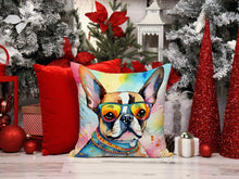Load image into Gallery viewer, Boston Terrier Hippie Dawg Fabric Decorative Pillow