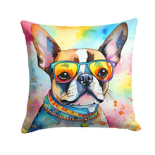 Load image into Gallery viewer, Boston Terrier Hippie Dawg Fabric Decorative Pillow