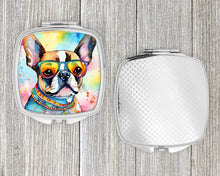Load image into Gallery viewer, Boston Terrier Hippie Dawg Compact Mirror – Stylish Purse Mirror with Artistic Covers
