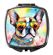 Load image into Gallery viewer, Boston Terrier Hippie Dawg Compact Mirror – Stylish Purse Mirror with Artistic Covers