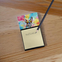 Load image into Gallery viewer, Boston Terrier Hippie Dawg Sticky Note Holder- Refiilable Desk Accessory Note Pad