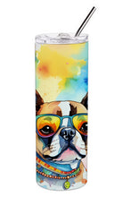 Load image into Gallery viewer, Boston Terrier Hippie Dawg Stainless Steel Skinny Tumbler