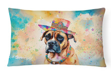 Load image into Gallery viewer, Boxer Hippie Dawg Fabric Decorative Pillow