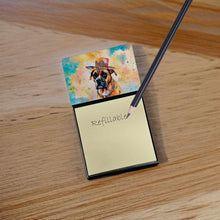 Load image into Gallery viewer, Boxer Hippie Dawg Sticky Note Holder- Refiilable Desk Accessory Note Pad