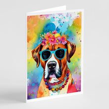 Load image into Gallery viewer, Boxer Hippie Dawg Greeting Cards - Blank Note Cards – 8-Pack of Artist-Designed Cards with Envelopes