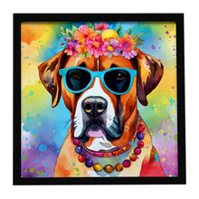 Load image into Gallery viewer, Boxer Hippie Dawg Framed Metal Print
