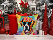 Load image into Gallery viewer, Boxer Hippie Dawg Throw Pillow - 14x14 Decorative Pillow – Art for Your Home &amp; Patio