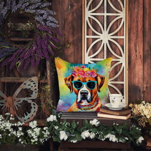 Load image into Gallery viewer, Boxer Hippie Dawg Throw Pillow - 14x14 Decorative Pillow – Art for Your Home &amp; Patio