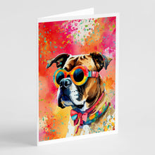 Load image into Gallery viewer, Boxer Hippie Dawg Greeting Cards - Blank Note Cards – 8-Pack of Artist-Designed Cards with Envelopes