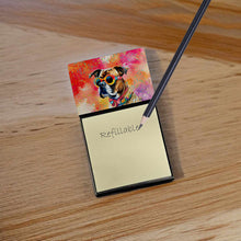 Load image into Gallery viewer, Boxer Hippie Dawg Sticky Note Holder- Refiilable Desk Accessory Note Pad