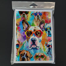 Load image into Gallery viewer, Boxer Hippie Dawg Greeting Cards - Blank Note Cards – 8-Pack of Artist-Designed Cards with Envelopes