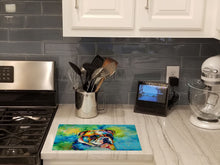 Load image into Gallery viewer, English Bulldog Hippie Dawg Glass Cutting Boards – Durable, Decorative Kitchen Art Large