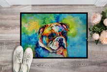 Load image into Gallery viewer, English Bulldog Hippie Dawg Doormat - 18X27 Indoor / Outdoor Rug | Made in USA
