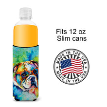 Load image into Gallery viewer, English Bulldog Hippie Dawg Slim Can Huggers – Fun, Functional Drink Coolers for Every Occasion