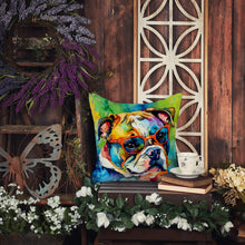 Load image into Gallery viewer, English Bulldog Hippie Dawg Throw Pillow - 14x14 Decorative Pillow – Art for Your Home &amp; Patio