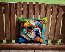 Load image into Gallery viewer, English Bulldog Hippie Dawg Throw Pillow - 14x14 Decorative Pillow – Art for Your Home &amp; Patio