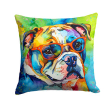 Load image into Gallery viewer, English Bulldog Hippie Dawg Throw Pillow - 14x14 Decorative Pillow – Art for Your Home &amp; Patio