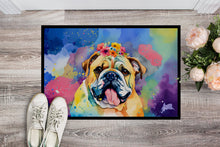 Load image into Gallery viewer, English Bulldog Hippie Dawg Doormat - 24x36 Decorative Floor Mat – Indoor/Outdoor Rug with Artistic Flair